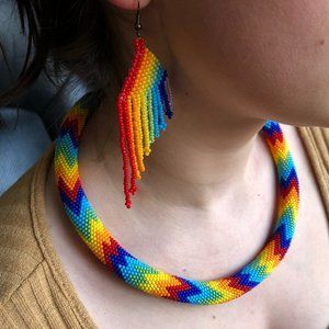 HANDMADE jewelry set necklace and earrings long